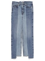 デザインヘム濃淡デニムパンツ/BLU