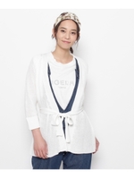 ラグラン袖ガウン風カーディガン/ホワイト(001)