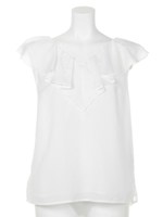 ラッフルＶブラウス(ブラック、ホワイト、キャメル)/ホワイト