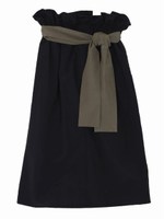 タフタ ギャザースカート/ブラック