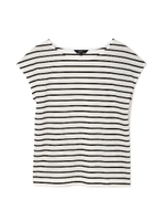 [ウォッシャブル]テンセルボーダーカットソー/ホワイトボーダー1(031)