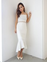 マーメイドシルエットウエストレースワンピース/BLK