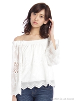 キリム刺繍オフショルブラウス/オフホワイト