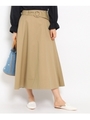 サッシュベルトフレアスカート/ベージュ(052)