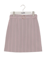 ベルト付ストライプ台形スカート/ネイビーマルチ