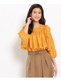 〔洗える〕ボリュームスリーブタックブラウス/マスタード(033)