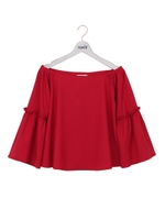 後ろリボンフリルチュニック/ホワイト