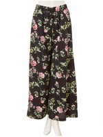 ボタニカルフラワーワイドパンツ/ブラック