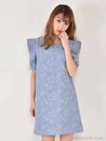 フラワージャガードIラインワンピース/ライトブルー