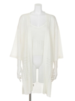 透かし柄ニットキャミ×カーデSET/WHT