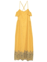 シフォン刺繍マキシワンピース/YEL