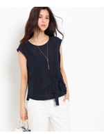 〔洗える〕ウエストリボンダンガリーシャツ/ナチュラル(050)