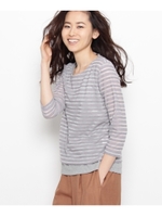 レーシーボーダー七分袖Tシャツ+タンクトップ/ホワイト(001)