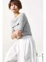 【AZUL by moussy】ワイドオフショルニットプルオーバー/T.GRY