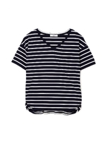 ボーダーTシャツ/オフ×ネイビー1(031)