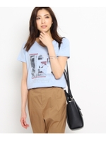 VネックプリントTシャツ/ネイビー(093)