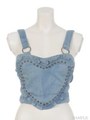 Kz Back ribbon denim bustier/ブルー