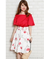 ミックスフラワースカート/ネイビー