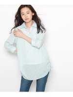 シャドーギンガムプルオーバーシャツ/ライトグリーン(021)