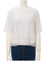 コットンレースドッキングブラウス/ブラック