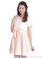 レースドッキングスカラップ5分丈OP/サックス