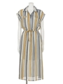 【chille anap】マルチストライプスキッパーワンピース/YEL