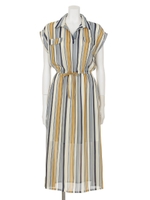 【chille anap】マルチストライプスキッパーワンピース/YEL