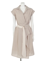 カシュクールシャツワンピース/ブラウン