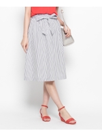 サッシュリボン付きミディースカート/ネイビー(393)