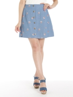 デイジー刺しゅう台形スカート/ブルー