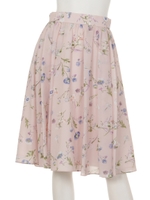 ボタニカルフラワーミディースカート/ピンクベージュ