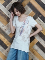 ムラ染め フロントカラフルフェザー T/S/柄A