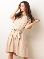 肩開きシャツワンピース/カーキ