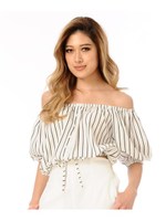 オフショルストライプトップス/NAVY