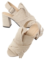 結びリボンフレアヒールサンダル/ブラウン