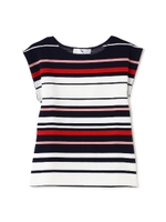 マルチボーダーリップルポンチカットソー/レッド1(101)