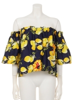 【chille anap】レモン柄オフショルトップス/BL