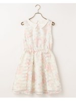 シアーボーダー花柄ワンピース/ホワイト