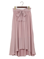 サッシュ付ヴィンテージサテンイレヘム/スカート/ベージュ