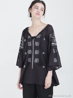 【LEE 7月号掲載】ペザント刺繍ブラウス/ブラック