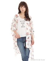 花柄ポンチョカットアンサンブル/シロ