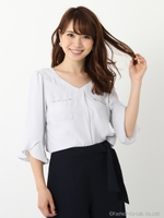 袖フレアーシャツブラウス/ピンク