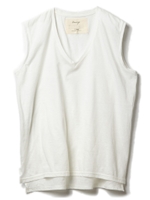 Vネックノースリカットソー/ピンク