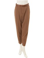 ベルト付ドレープアンクルパンツ/モカ