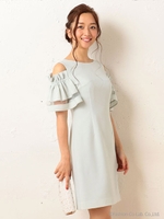 オフショルフリルスリーブワンピース/ピンク