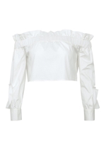 フリルオフショルショートトップス/ホワイト