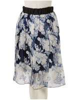 フラワーオーガンジーフレアスカート/ブルー