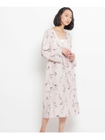 フラワー柄Vネックガウンワンピース/ブラック(119)