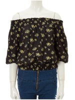 小花柄オフショルブラウス/ブラック