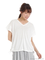 サイドスリットリボンＴＯＰＳ/ホワイト